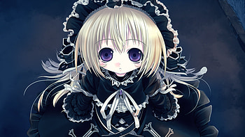 Cute cura, black dress, gothic, blue eyes, cura, loli HD wallpaper