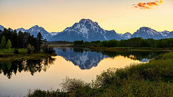 Grand Teton National Park, trees, sky, water, wyoming, usa, reflections HD wallpaper