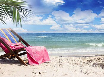 Beach, Chair, Waves, Sand, Towel HD wallpaper