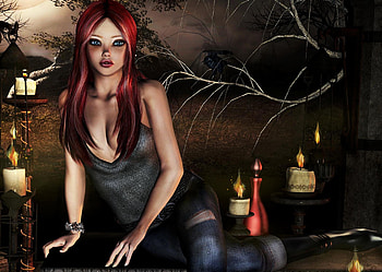 Woman, 3d, candel, beauty HD wallpaper