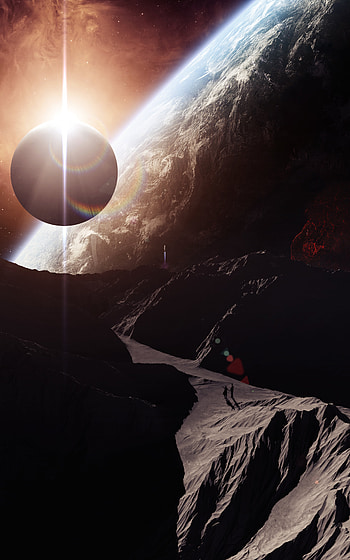 Universe, Shining, Flash, Planet, Alien Landscape HD phone wallpaper