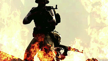 Call of Duty: Black Ops Viet Cong with AK-47, vietnam, ak-47, soldier, guns, cod, weapons, veit cong, burning, vc, game, black ops, call of duty, sky, fire, hat HD wallpaper