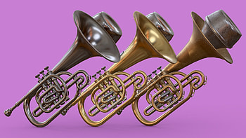 Mello brass instrument, 3D model, Royalty-, High-quality design HD wallpaper