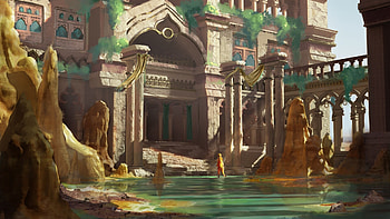 Sunlit Sanctuary — Fantasy Temple, fantasy, temple HD wallpaper