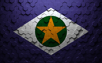 Flag of Mato Grosso, honeycomb art, Mato Grosso hexagons flag, Mato Grosso, 3d hexagons art, Mato Grosso flag HD wallpaper