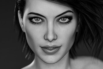 The Look, face, model, woman, black and white HD wallpaper