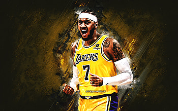 Carmelo Anthony, Los Angeles Lakers, American Basketball Player, NBA, Yellow Stone Background, Grunge Art, National Basketball Association HD wallpaper