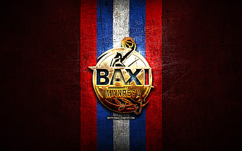 BAXI Manresa Roster, golden logo, ACB, red metal background, spanish basketball team, BAXI Manresa Roster logo, basketball, Basquet Manresa HD wallpaper