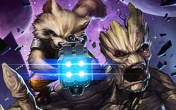 Rocket And Groot, rocket, groot, artist, artwork, artstation, superheroes HD wallpaper