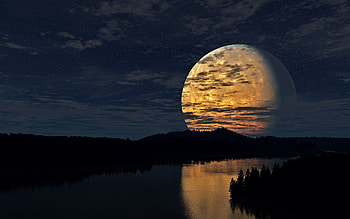 Landscape, Rivers, Moon HD wallpaper