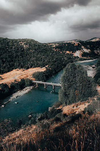 Landscape, Nature, Rivers, Mountains, Clouds, View From Above, Bridge HD phone wallpaper