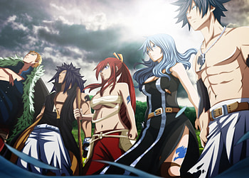 Juvia Lockser, Laxus Dreyar, Gajeel Redfox, Erza Scarlet HD wallpaper