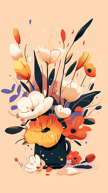 Aesthetic Floral : A Blooming Delight, flower, aesthetic flowers, bouquet, illustration, decorative HD phone wallpaper