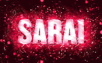 Happy Birtay Sarai, , pink neon lights, Sarai name, creative, Sarai Happy Birtay, Sarai Birtay, popular american female names, with Sarai name, Sarai HD wallpaper