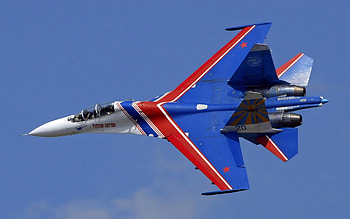 Su-27 in the sky, plane, su-27, gun, sky HD wallpaper
