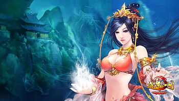Fantasy girl, blue, happy lakes, frumusete, asian, fantasy, luminos, girl, orange HD wallpaper