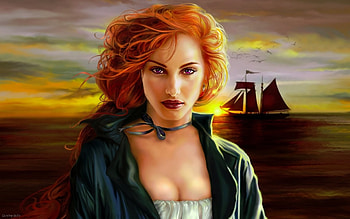 Ship, Fantasy, Women, Red Hair HD wallpaper