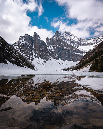 Landscape, Nature, Mountains, Snow, Lake, Reflection HD phone wallpaper