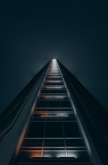 Night, Architecture, Building, Miscellanea, Miscellaneous, Facade, Bottom View HD phone wallpaper