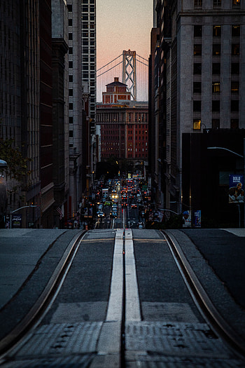 Cities, Auto, City, Building, Hill, Street, Rails HD phone wallpaper
