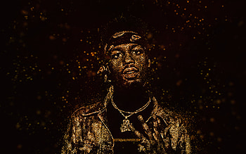 Metro Boomin, yellow glitter art, black background, American DJ, Young Metro, DJ Metro Boomin art, Leland Tyler Wayne HD wallpaper