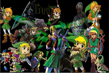 The Legend of Legends, sheild, blue, oracle of ages, phantom hourglass, oracle of seasons, windwaker, dark link, rod of seasons, feather pen, rupee, ocarina of time, majoras mask, map, spirit pipes, spirit tracks, twilight princess, ssbb, sword, four swords, the legend of zelda, link, harp, green, minish cap, red, zelda, ezlo, video games, vio HD wallpaper