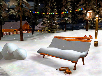 Skating rink, winter, skates, lights, lamps, snow, trees, rink, park HD wallpaper
