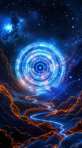 Galactic Circuitry: A Stunning , futuristic, space, galaxy, Digital Art, cosmic HD phone wallpaper