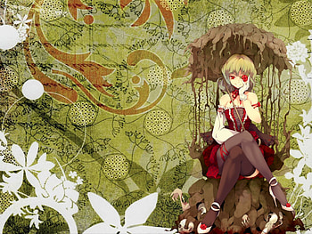 Heavenly-Creatures, sexy, white, hot, cute, girl, anime girl, kazami yuka, anime, abstract, flower, green, touhou, female HD wallpaper