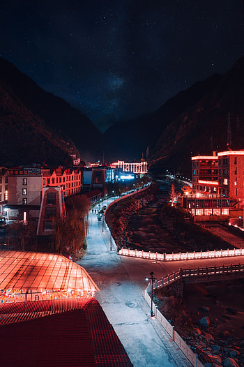 Cities, Building, View From Above, Dark, Night City, Backlight, Illumination, Track, Tracks HD phone wallpaper