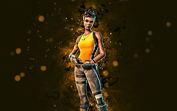 Vanguard Banshee, , yellow neon lights, Fortnite Battle Royale, Fortnite characters, Vanguard Banshee Skin, Fortnite, Vanguard Banshee Fortnite HD wallpaper