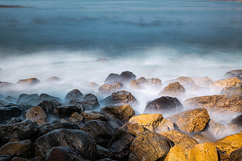 Nature, Stones, Sea, Rocks, Fog HD wallpaper