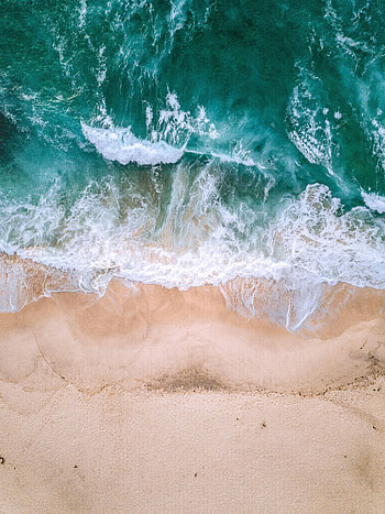 Nature, Waves, Sand, View From Above, Ocean, Foam, Surf HD phone wallpaper