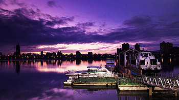 Cities, Sea, City, Pier, Evening, Wharf, Yacht HD wallpaper