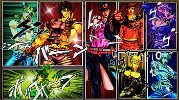 Anime JoJo's Bizarre Adventure Jotaro Kujo Jonathan Joestar Joseph Joestar Giorno Giovanna Josuke Higashikata Jolyne HD wallpaper