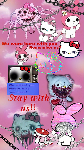 Possessed hello kitty, weirdcore, creepy, hellokitty HD phone wallpaper