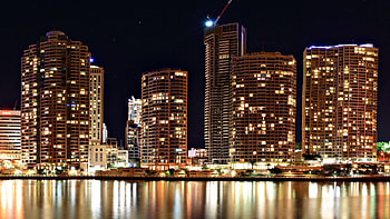 Cities, Rivers, Night, Building, Shine, Light, Skyscrapers, Croatia HD wallpaper