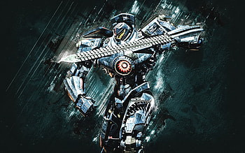 Gipsy Danger, Pacific Rim, blue stone background, grunge art, Mark-3 American Jaeger, Pacific Rim characters, Gipsy Danger Pacific Rim HD wallpaper