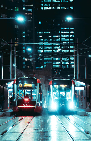 Night, Trains, Shine, Light, Miscellanea, Miscellaneous, Street HD phone wallpaper