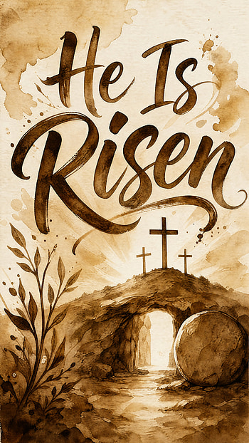 He Is Risen, Empty Tomb, Easter Dawn, Resurrection, Cross HD phone wallpaper