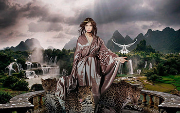 predators, landscape, waterfall, birds, fantasy HD wallpaper