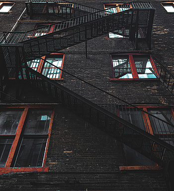 Windows, Building, Miscellanea, Miscellaneous, Wall, Stairs, Ladder, Facade HD phone wallpaper