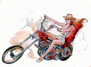 girl on motor, shopper, girl, motor, sun HD wallpaper
