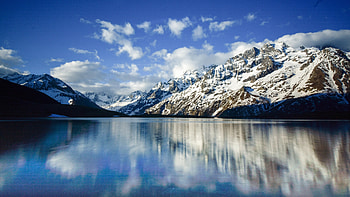 Mountain and Lake, winter, snow, lake, mountain, water HD wallpaper