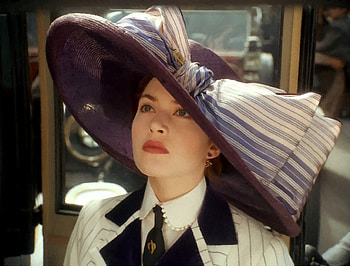 Kate Winslet as Rose DeWitt Bukater (oil painting), titanic, art, girl, oil, actress, kate winslet, woman, purple, lady, painting, movie, hat HD wallpaper