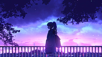 Synthwave Serenade Ponytail Anime, anime-girl, anime, alone, synthwave, artist, artwork, digital-art, pixiv HD wallpaper