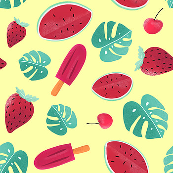 Strawberry, Leaves, Ice Cream, Patterns, Texture, Textures, Watermelon HD phone wallpaper