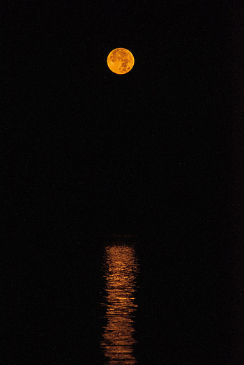 Night, Moon, Reflection, Dark, Darkness, Full Moon HD phone wallpaper
