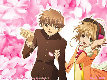 Syaoran & Sakura, pink, syaoran, anime, sakura, couple, ccs, cardcaptor sakura HD wallpaper