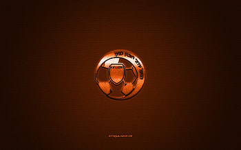 Hapoel Ironi Rishon FC, Israeli football club, Liga Leumit, orange logo, orange carbon fiber background, football, Asod, Israel, Hapoel Ironi Rishon FC logo HD wallpaper